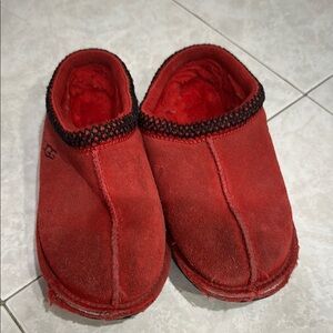 UGG Red Suede Slippers with Black Trim